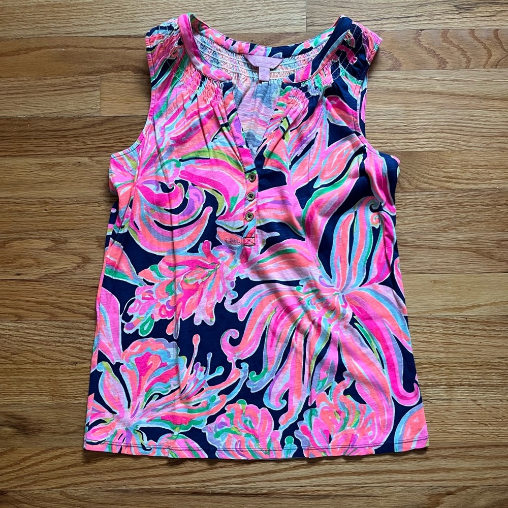 Lilly Pulitzer Pink and Blue Floral Blouse